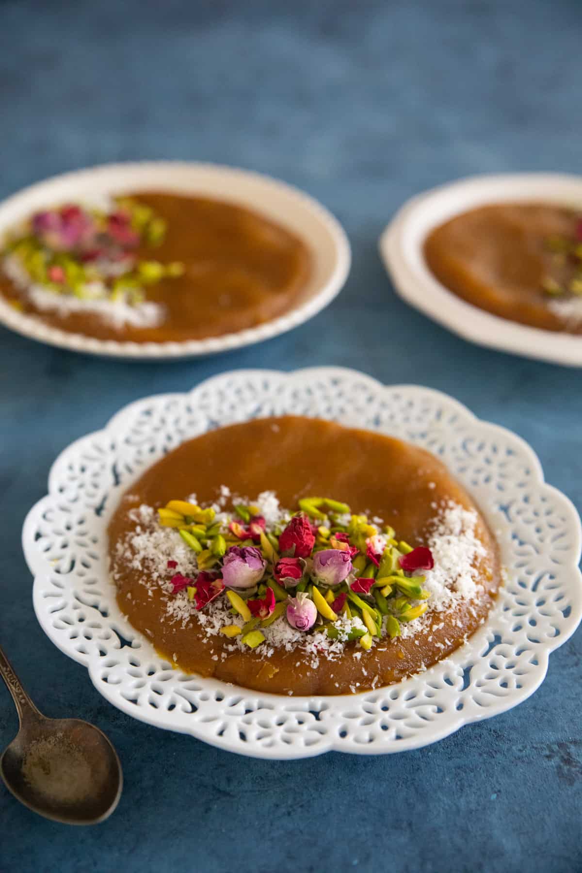 Front shot of flour halva. 