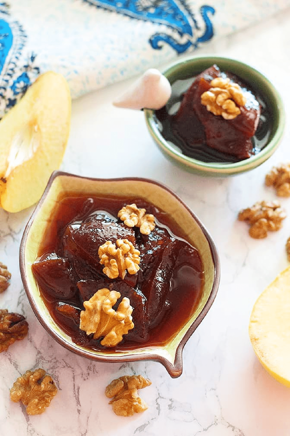 Persian quince jam - Morabba Beh is a traditional jam.This fragrant fruit gives you such delicious and tangy jam that you can use in your breakfast parfaits with fruit, or just have it with some bread!
