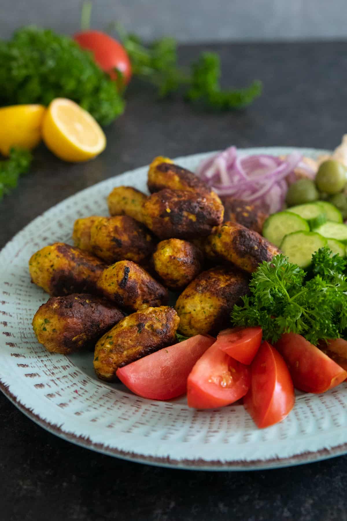 front shot of homemade chicken kofta. 