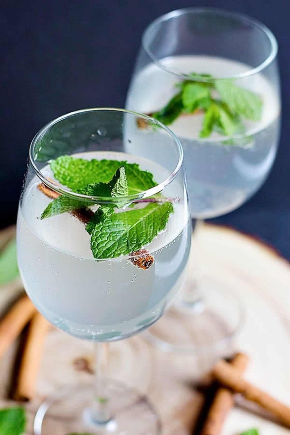 This Persian Cinnamon Mint Refresher will be your new favorite drink to serve at parties. A concentrated syrup infused with mint and cinnamon mixed with sparkling water for the right amount of fizz.
