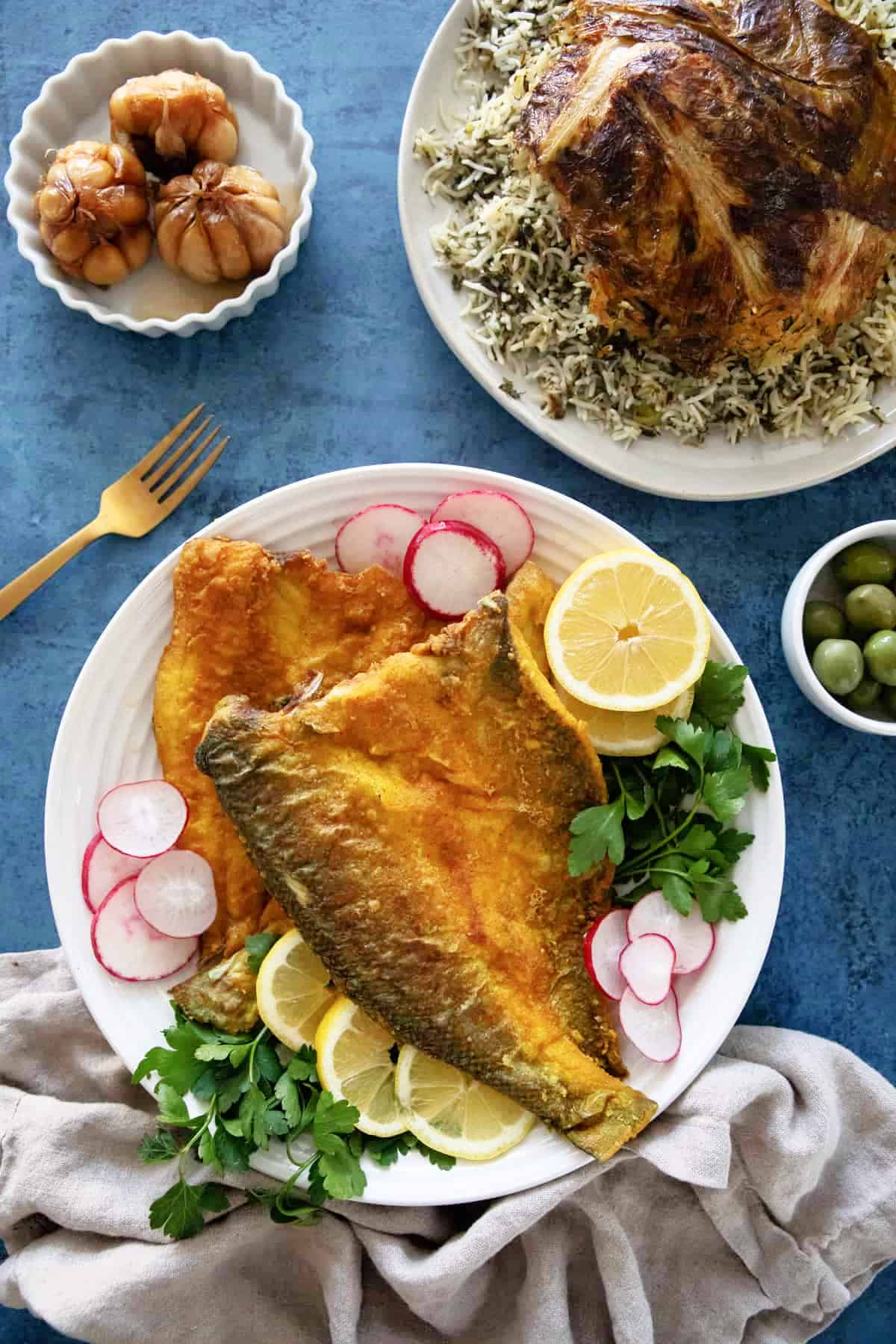 Serve fried fish with sabzi polo for Nowruz.