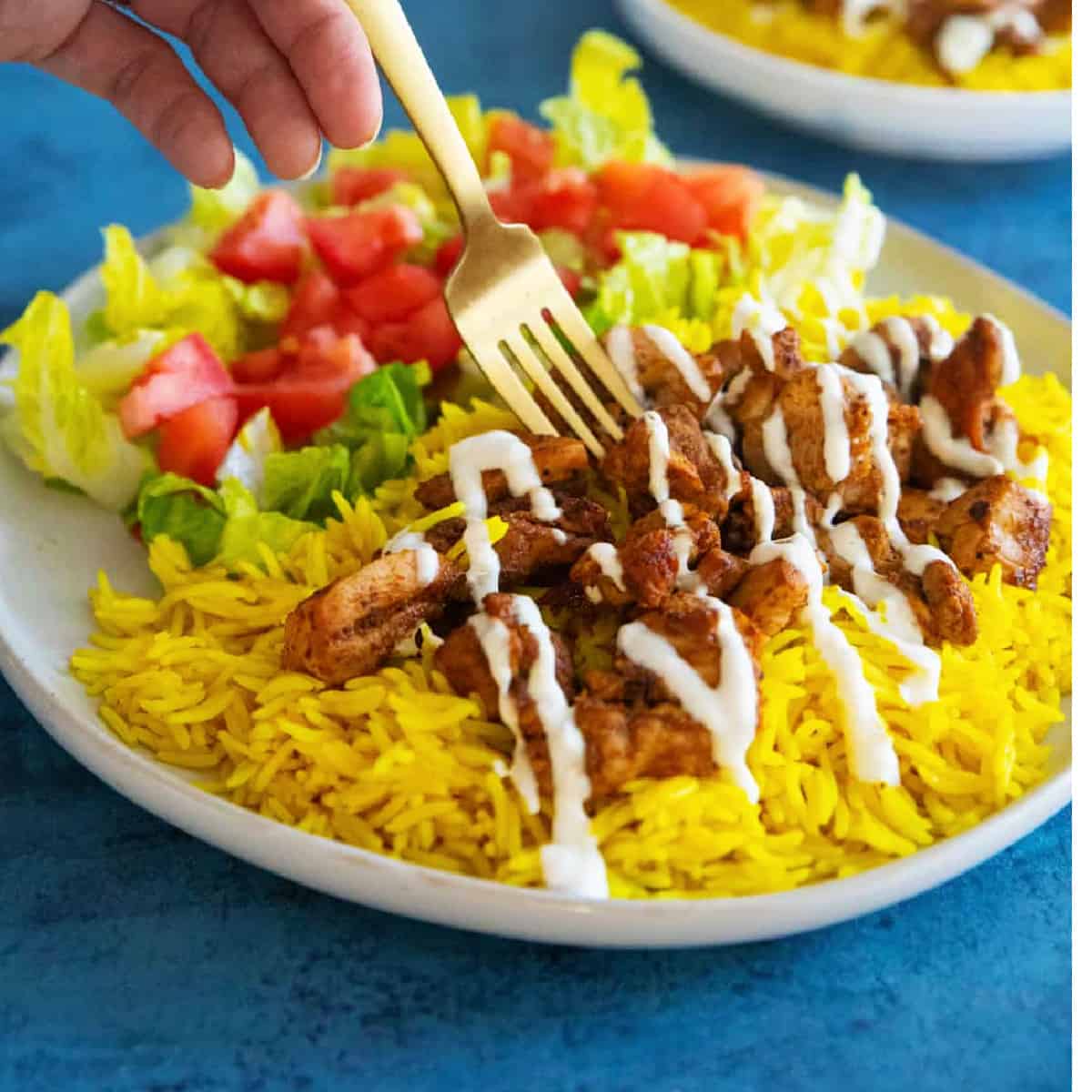 Halal cart chicken and rice recipe.