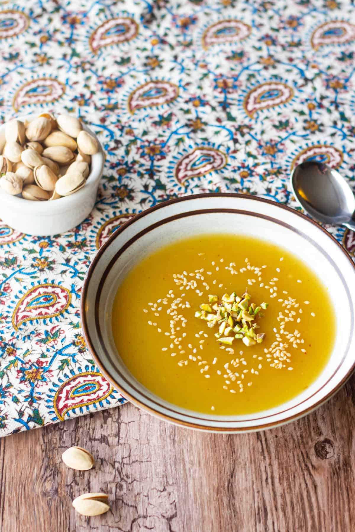 Persian Halva pudding is full of saffron and rose water flavor. It's easy to make and very delicious. It's a taste of the Middle East! 