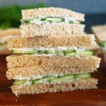 Ready in 15 minutes, this cucumber sandwich is like no other. Forget about cream cheese, the combination of feta, walnut and herbs takes this classic sandwich to a whole new level.