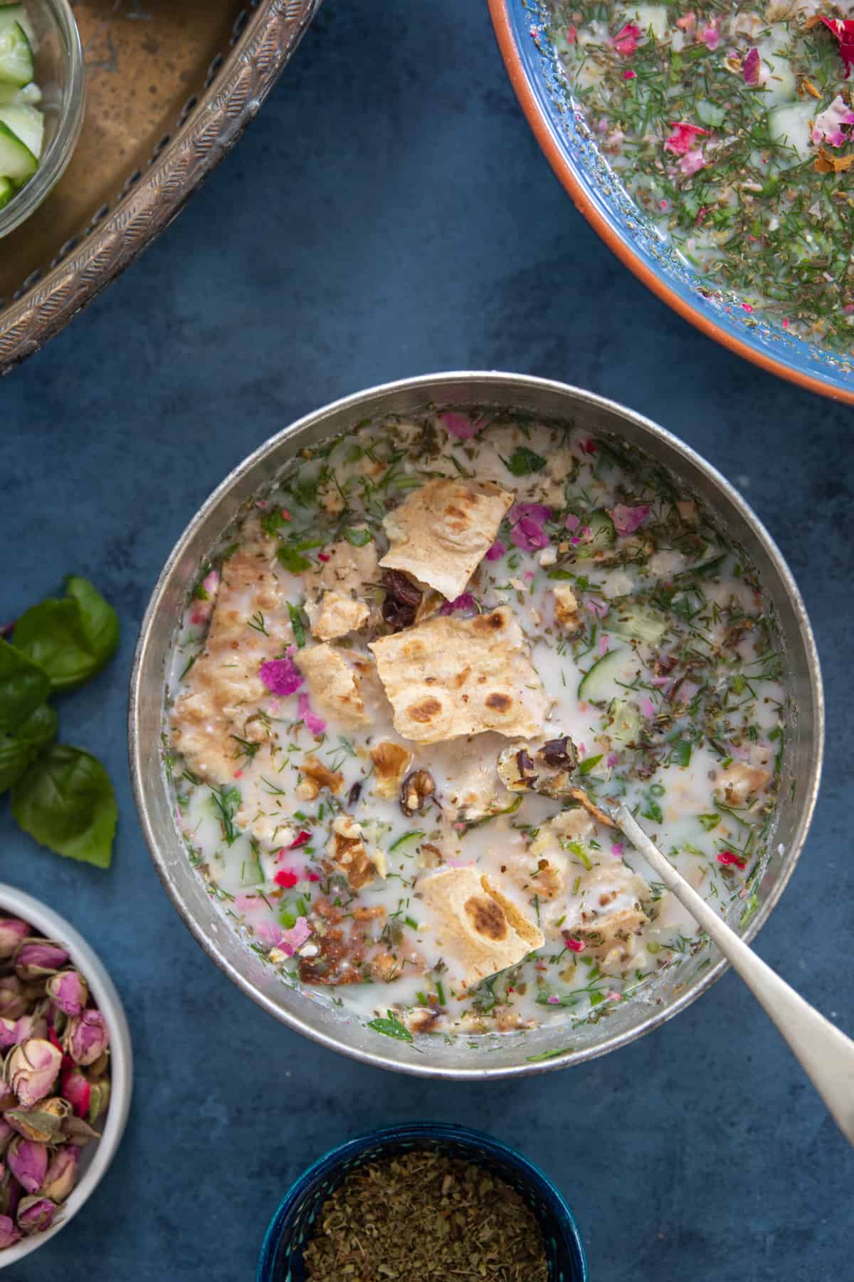Stay cool this summer with this Persian Cold Yogurt Soup - Abdoogh Khiar. This tasty yogurt soup is made with simple, natural and healthy ingredients and is ready in only 15 minutes.