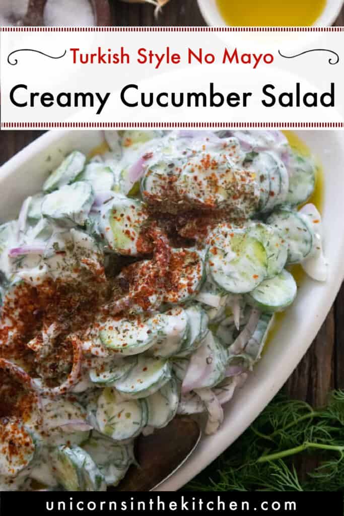 Creamy cucumber salad with yogurt.
