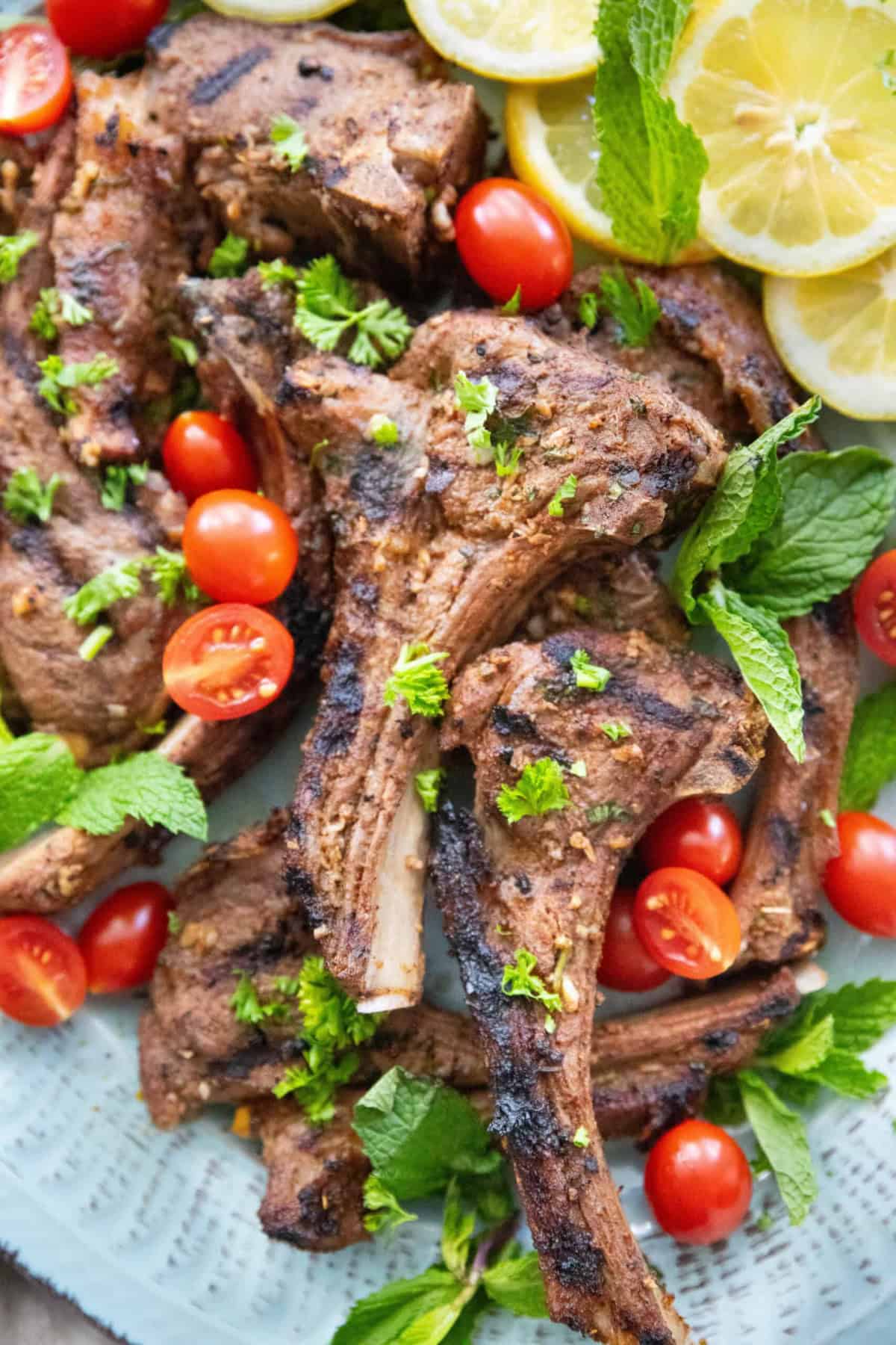 Close shot of grilled lamb.