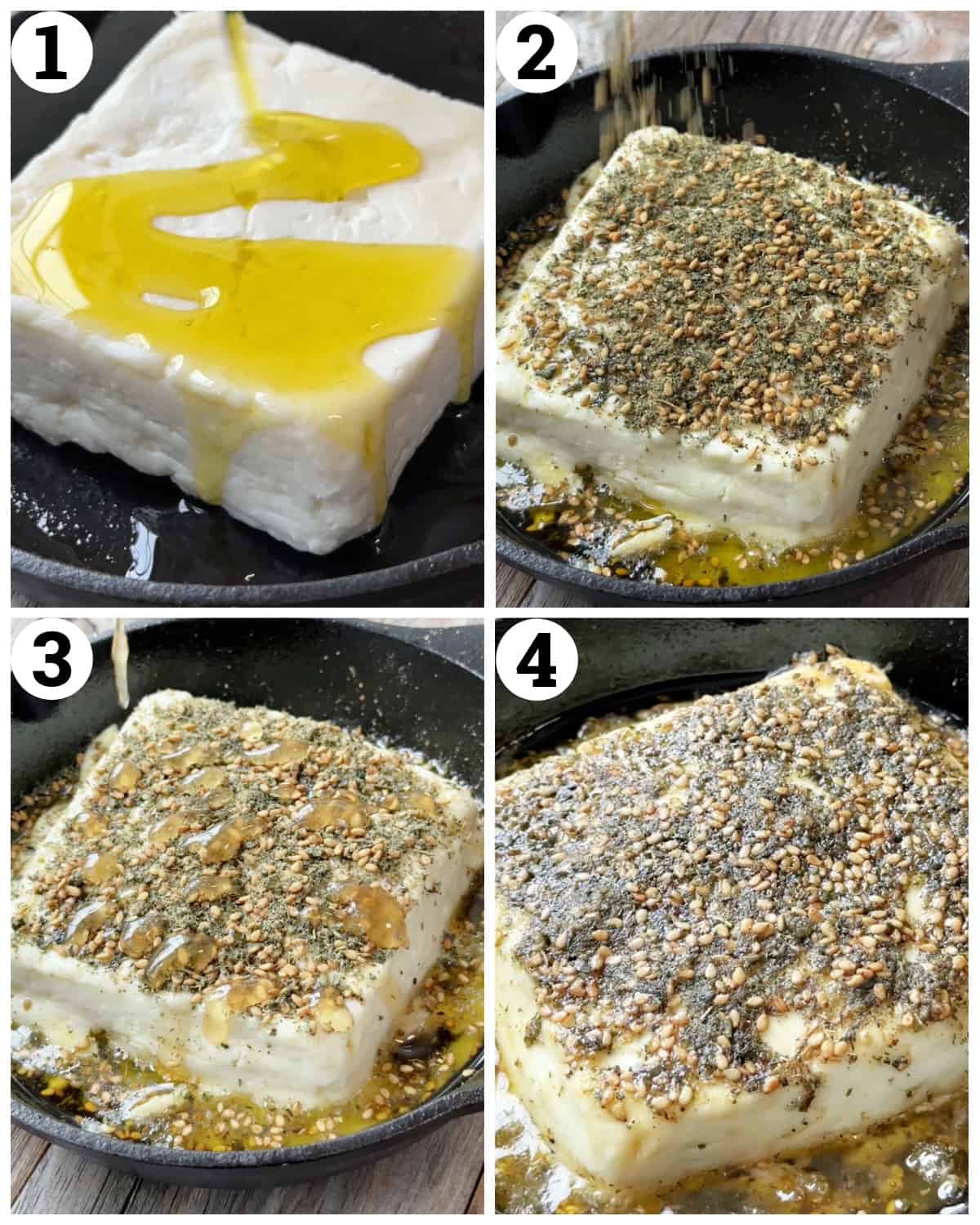 Bake the feta top with zaatar and honey and broil. 