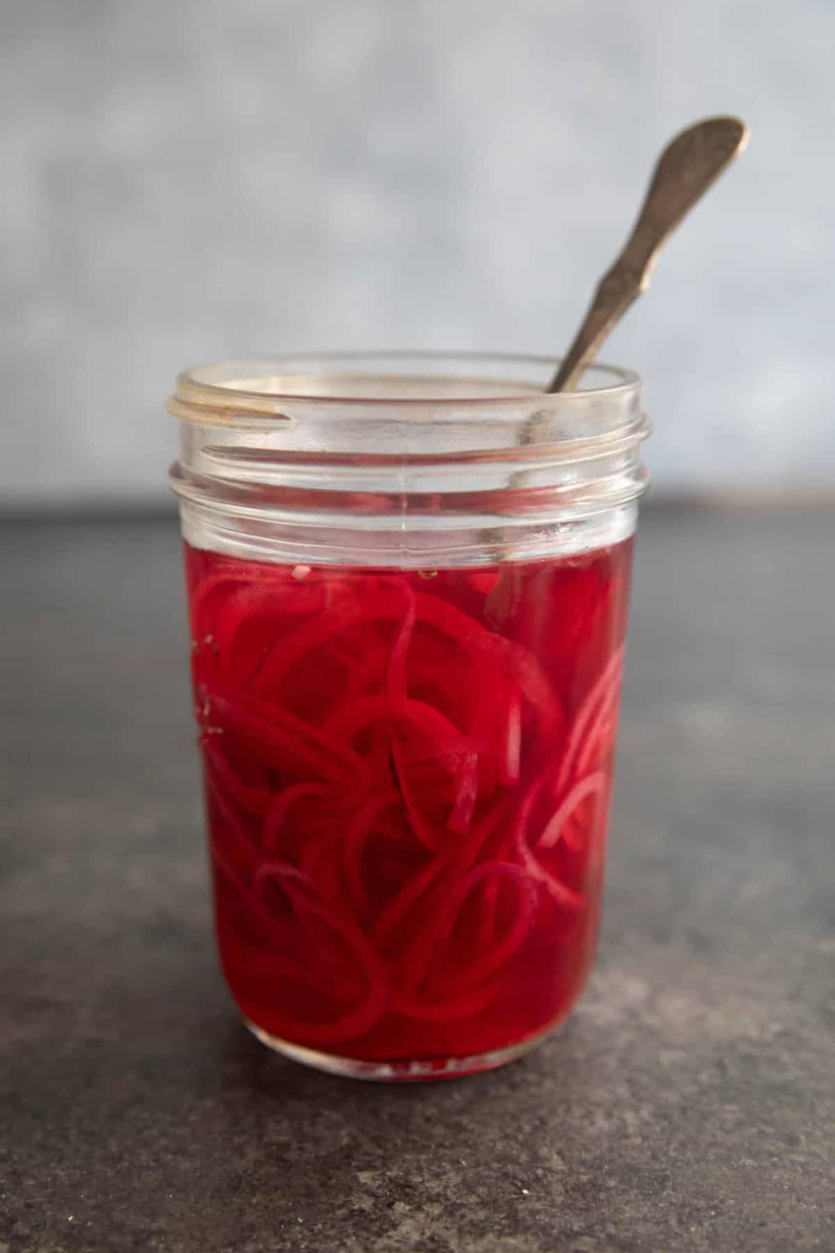 Front shot of pickled onions