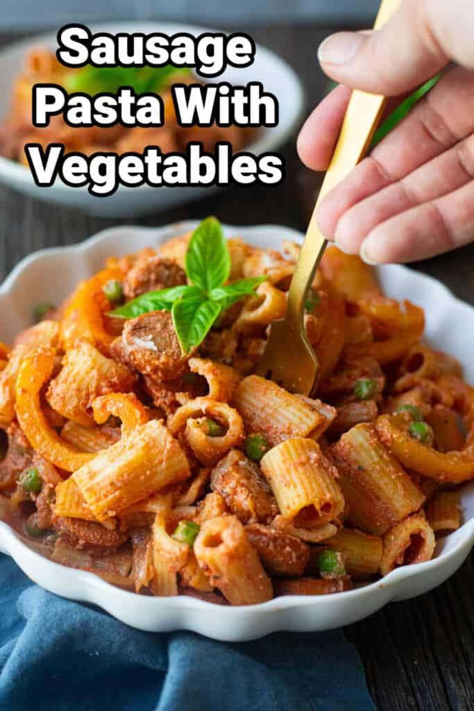 Ready in 30 minutes, this sausage pasta is delicious and easy to prepare. It's packed with flavor and makes the perfect weeknight dinner. This recipe is like a canvas for you and you can customize it to your liking using different vegetable or sausage flavors.