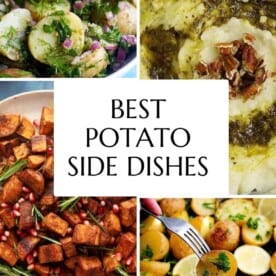 Here is a collection of potato side dishes that are easy and delicious. From scalloped potatoes to batata harra and many more, these tasty recipes go well with many main dishes!