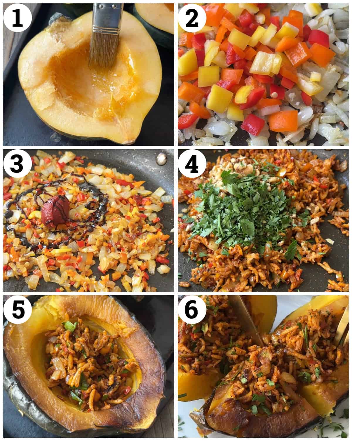 Roast the acorn squash. make the filling, stuff and bake.