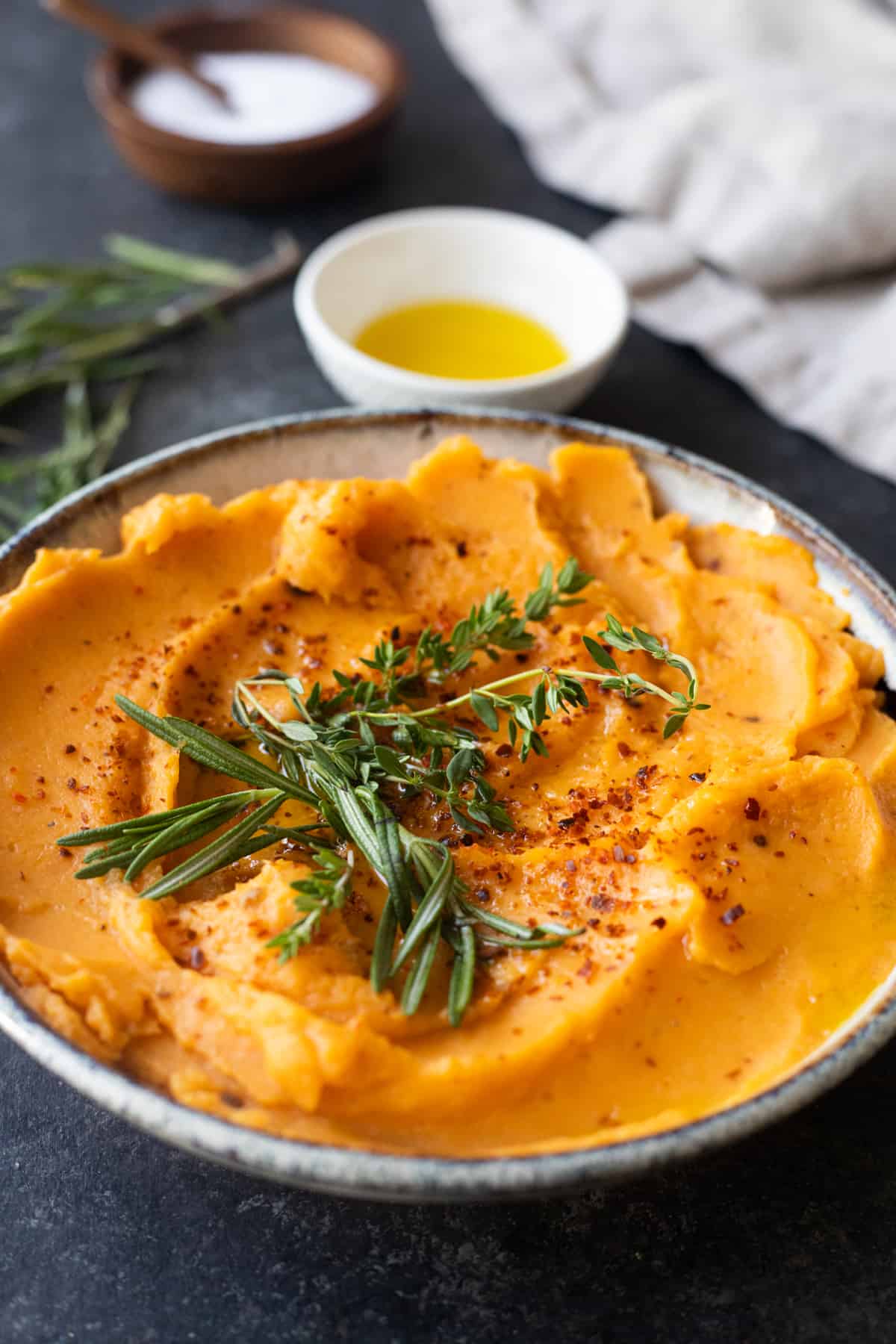 Front shot of Sweet potato mash. 