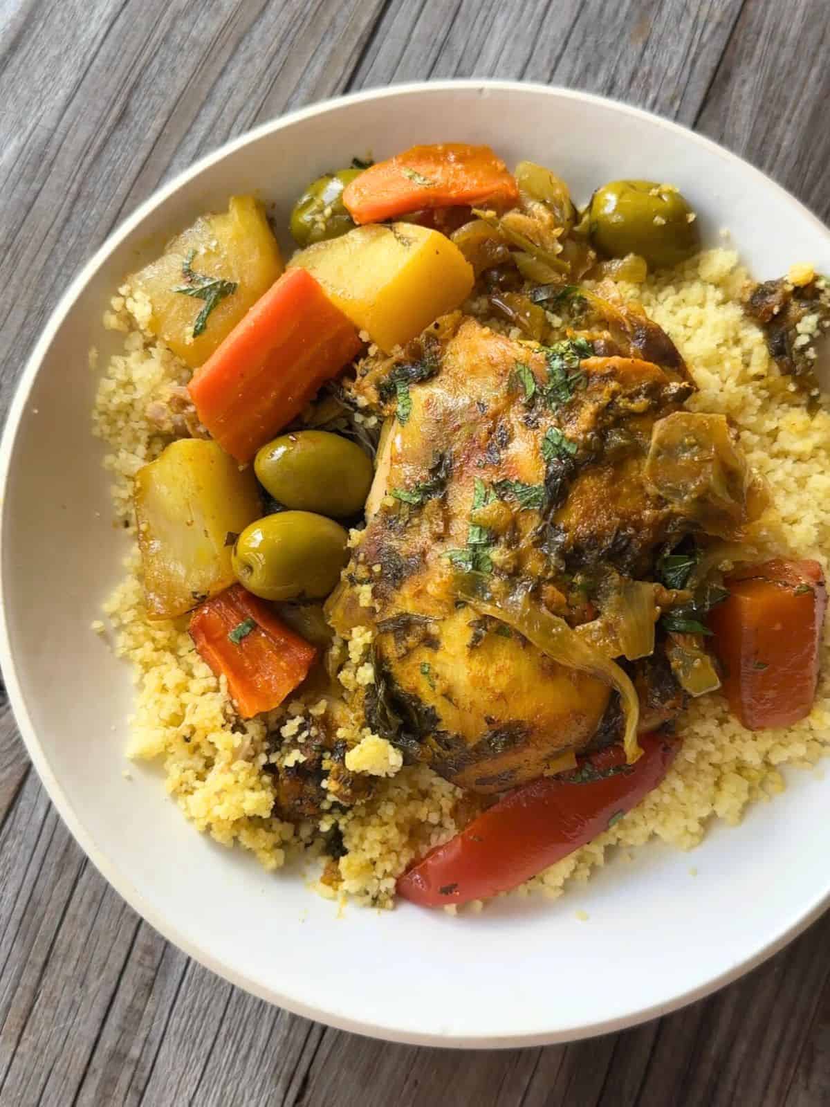 Chicken tagine over couscous. 