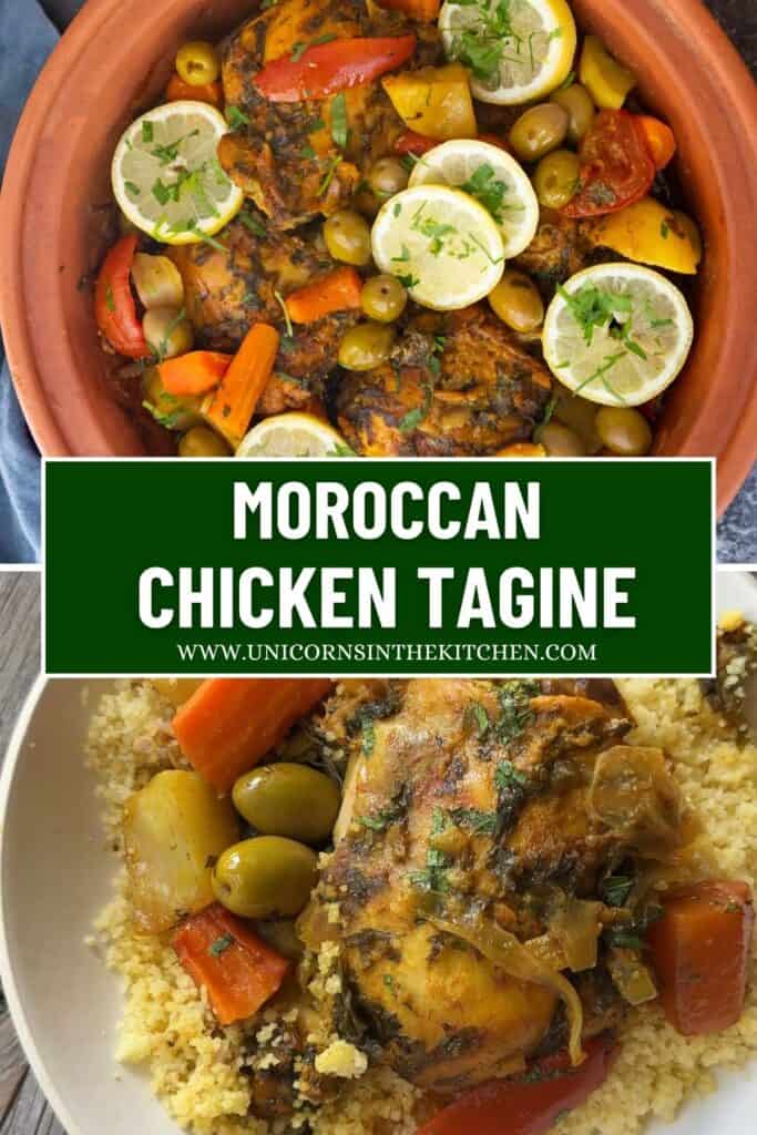 Moroccan chicken tagine is a classic you'll love. Tender chicken pieces are braised with onions, olives, preserved lemons and warm spices and served on couscous, making this a comforting meal that everyone enjoys.