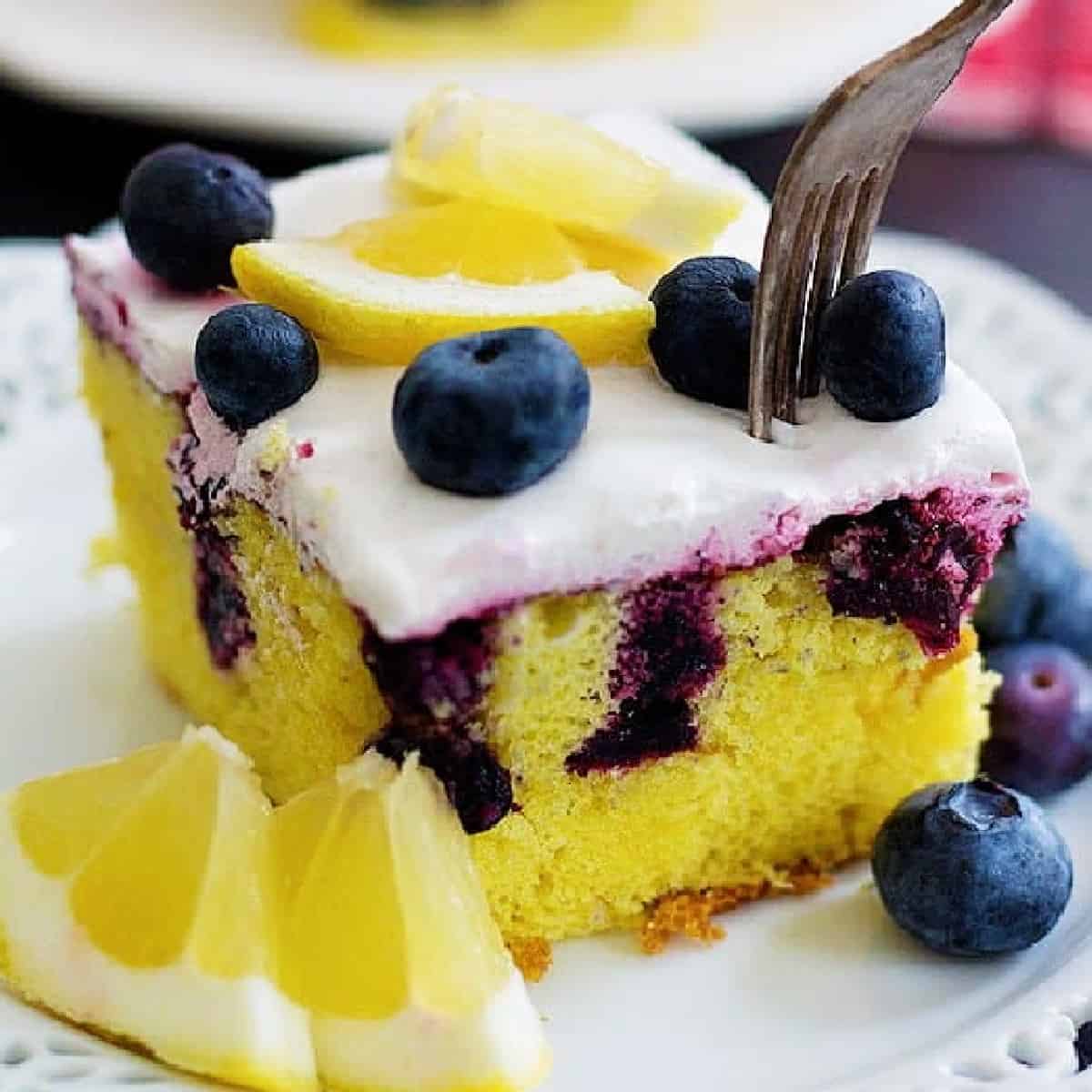 Lemon Blueberry Poke Cake