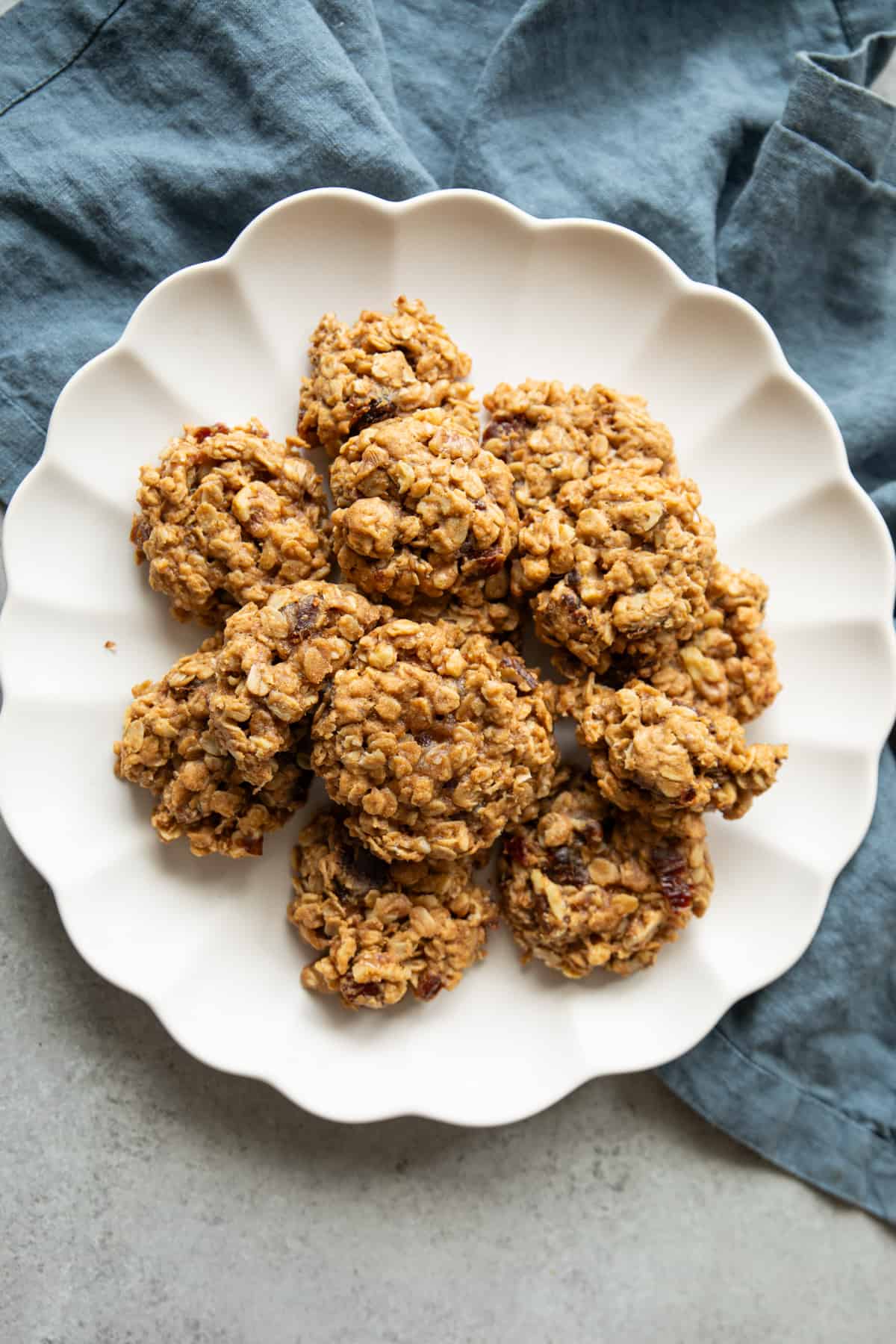 Overhead shot of oatmeal date cookies.