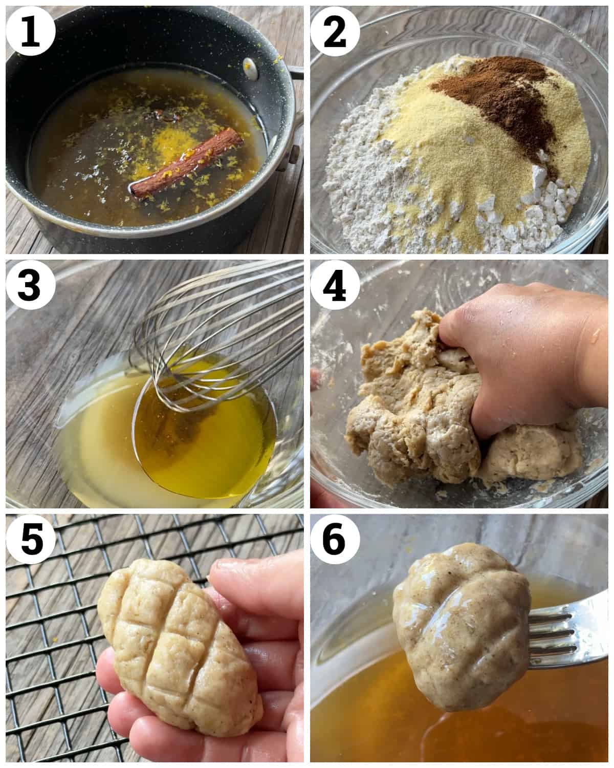 Make the syrup and the dough. Shape the cookies, bake and soak in the syrup. 