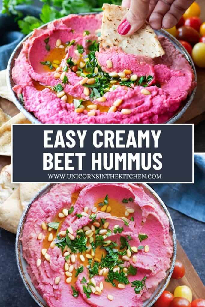 This beet hummus is creamy and so smooth. Made with a handful of wholesome ingredients, this dip is perfect as an appetizer or a midday snack.