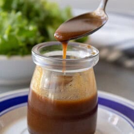 This homemade balsamic vinaigrette recipe uses a few ingredients and is ready in 5 minutes. It's creamy, with a balanced tart and sweet flavor.