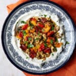 Labneh dip with roasted peppers.