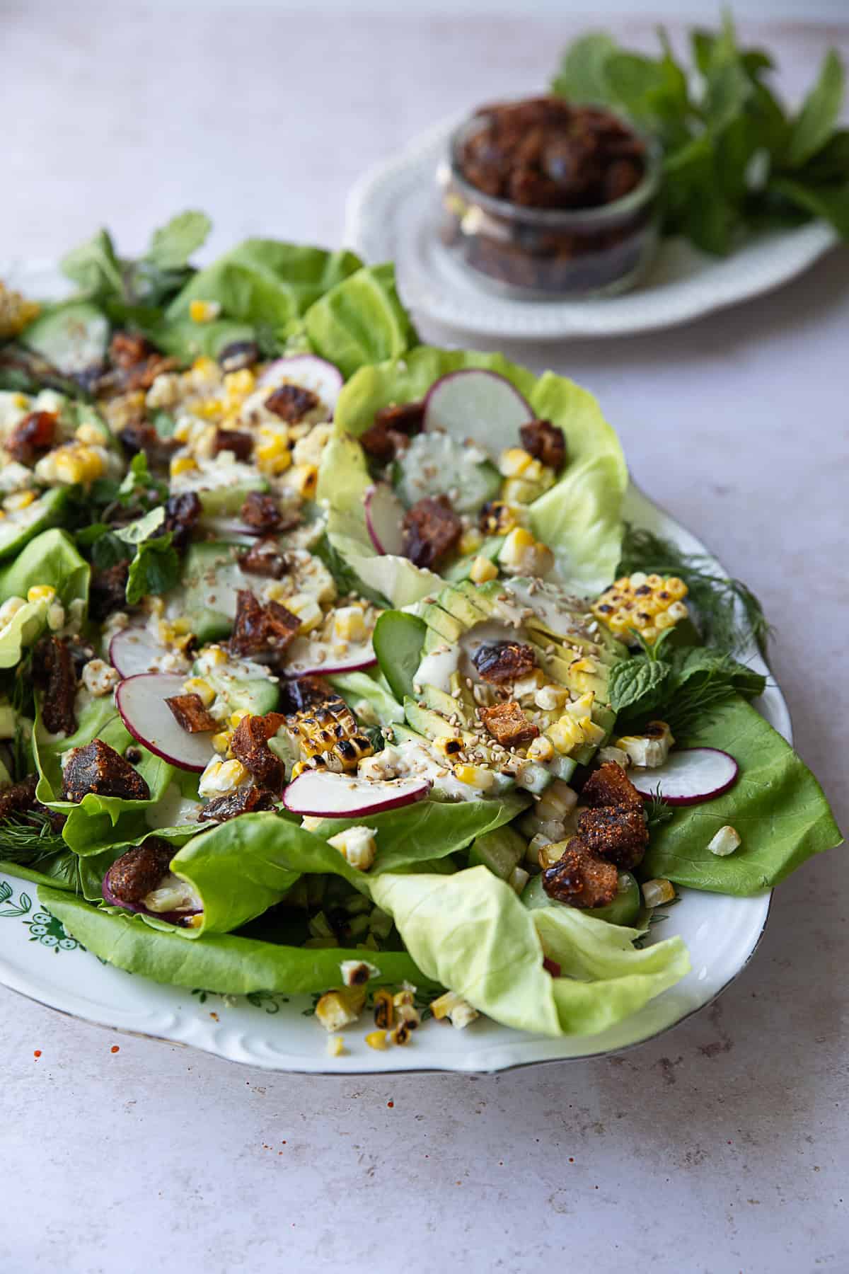 Front shot of lettuce salad.