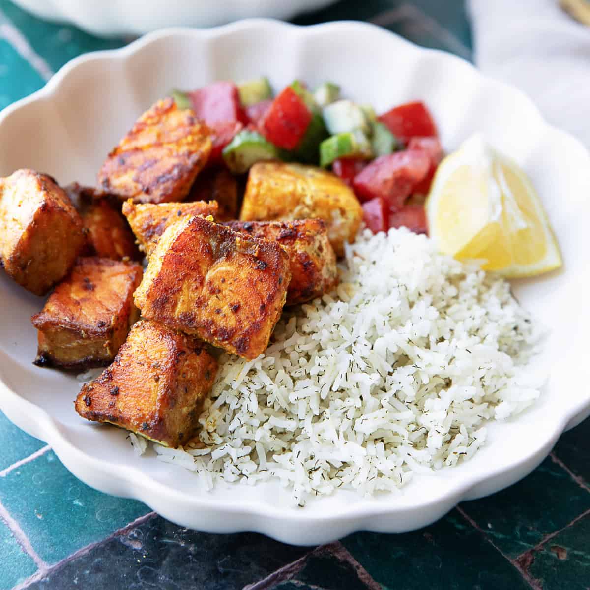 Mediterranean Salmon Rice Bowl