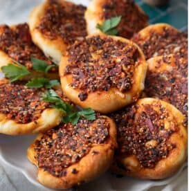 Hatay pepper bread or biberlik ekmek served in a white plate