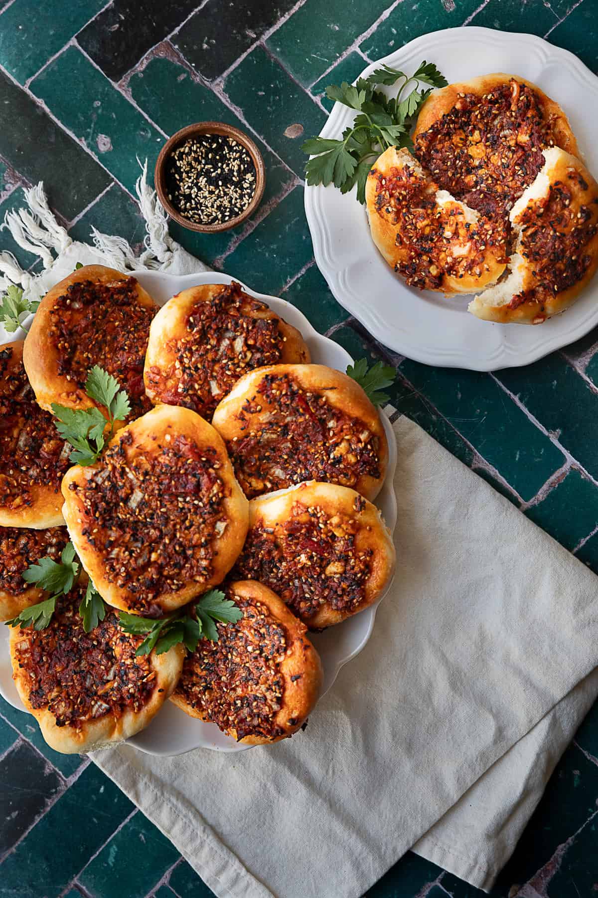 Biberli Ekmek Turkish Pepper Bread Hatay pepper bread or biberlik ekmek served in a white plate