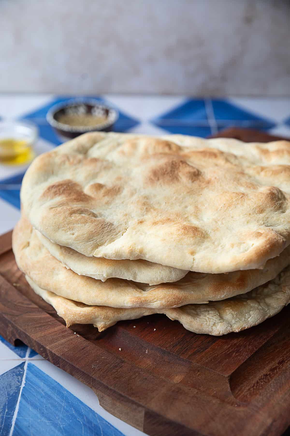 A stack of taboon bread.