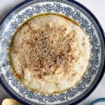 Persian haleem with turkey served in a decorative bowl