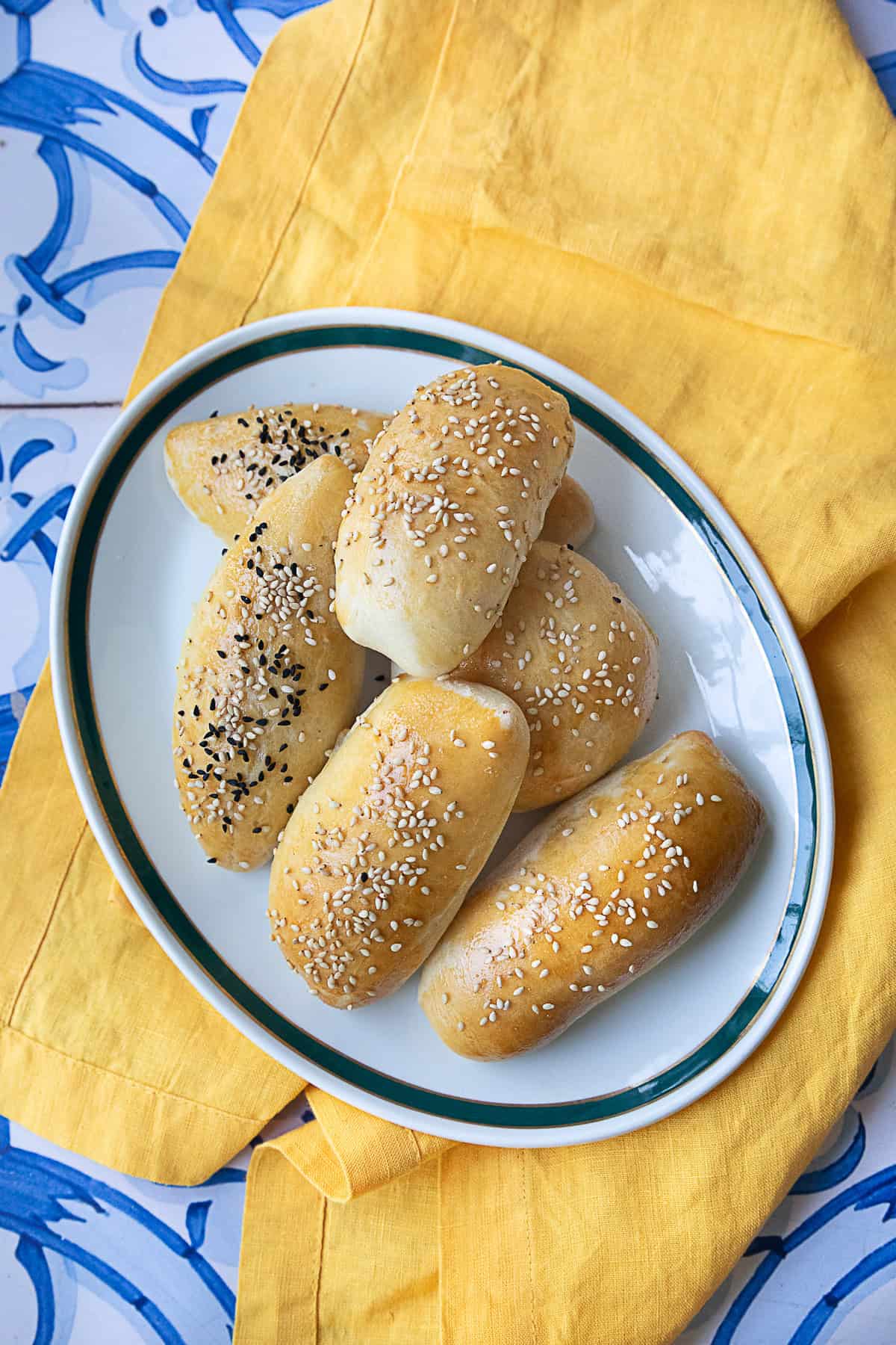 Pogaca Bread A plate of freshly baked golden-brown Turkish pastries, filled with savory flavors
