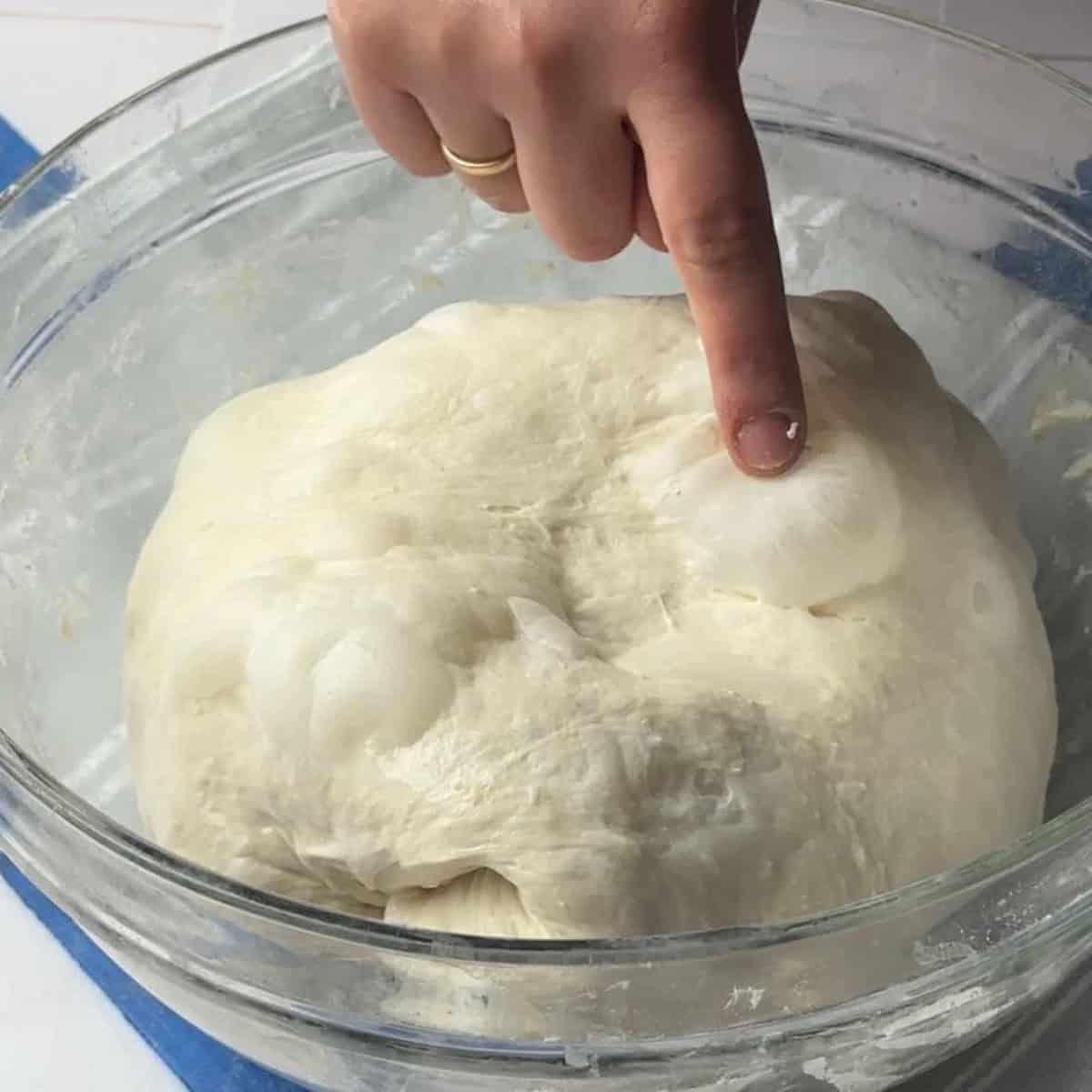 Close-up of ciabatta dough showing the air bubbles