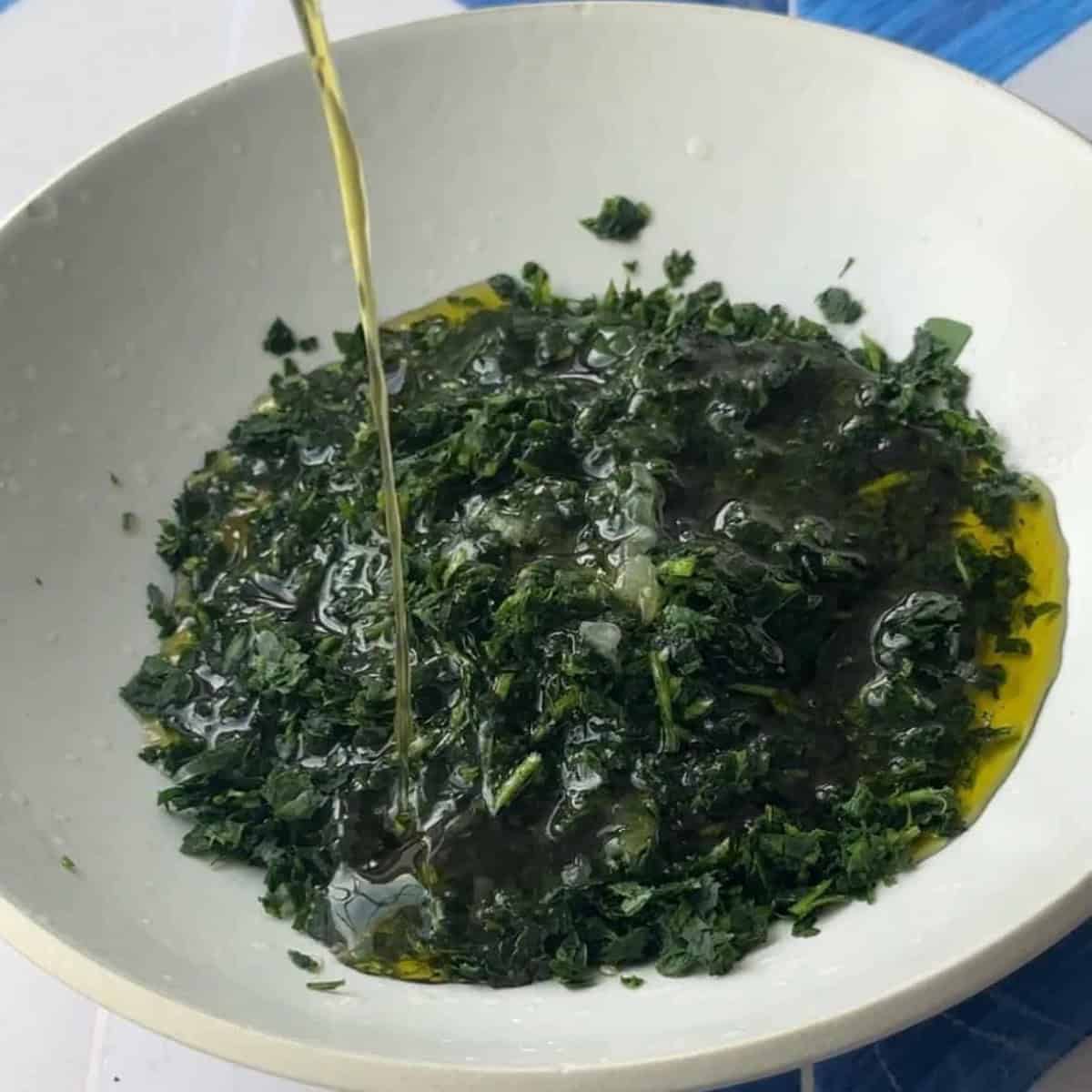 How to Make Gremolata add olive oil and lemon juice to gremolata mix