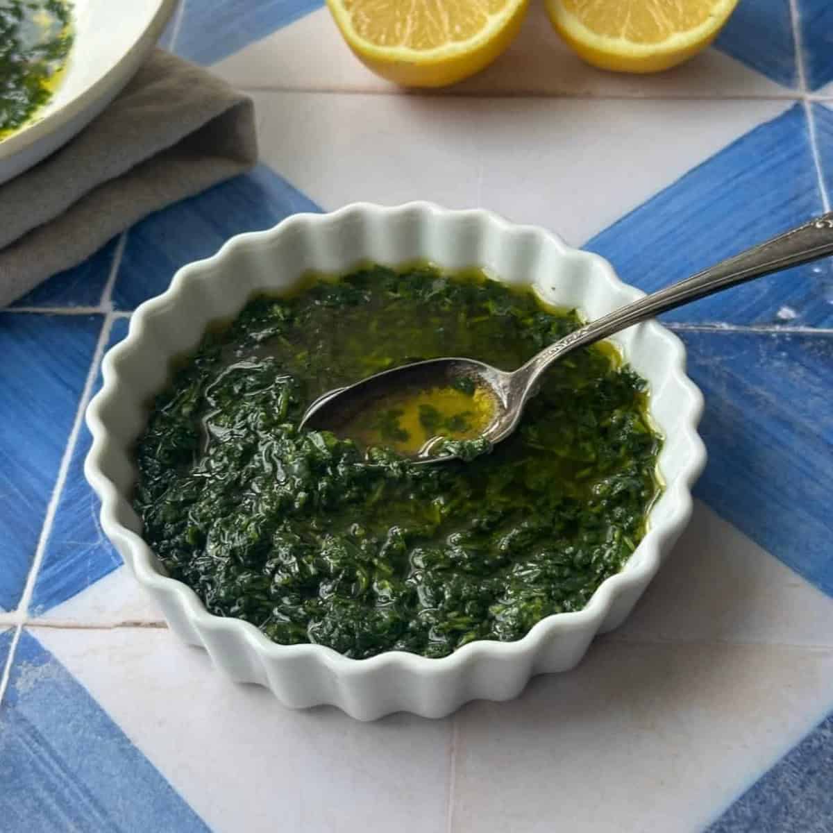How to Make Gremolata final gremolata in white bowl