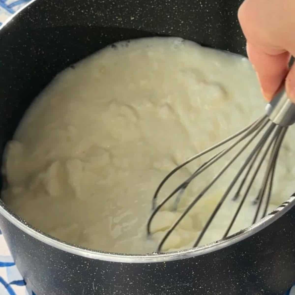 combine yogurt and water in pot