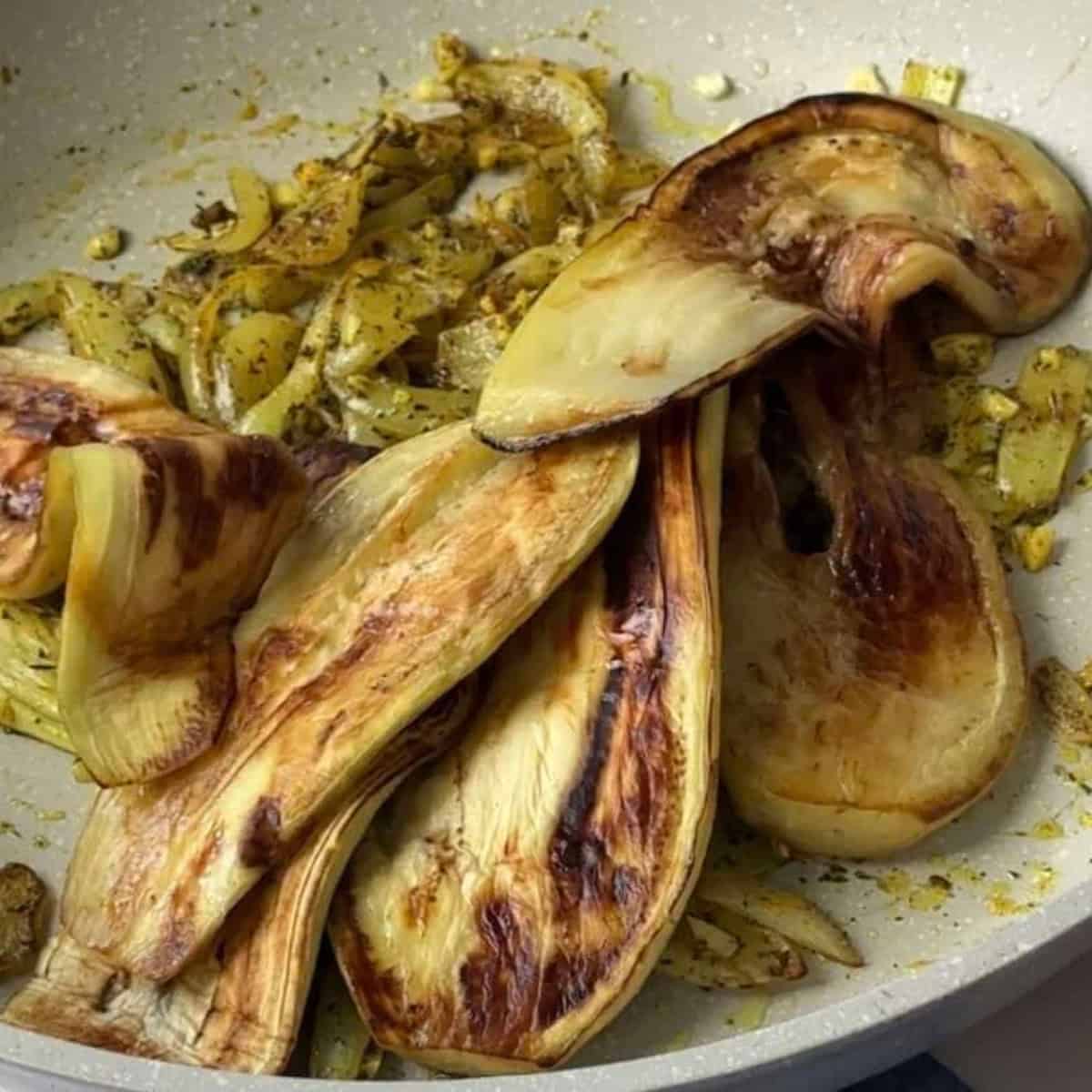Saute the onion until golden.