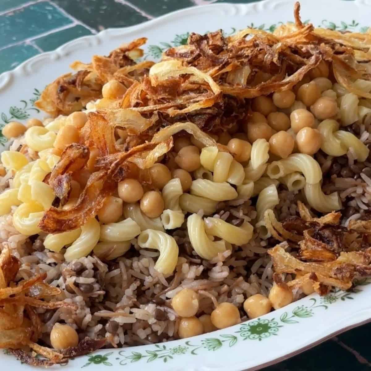 Layered Koshari final koshari plate