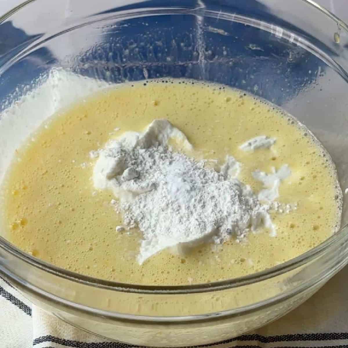 How To Make Greek Orange Cake add the yogurt, baking powder and baking soda.