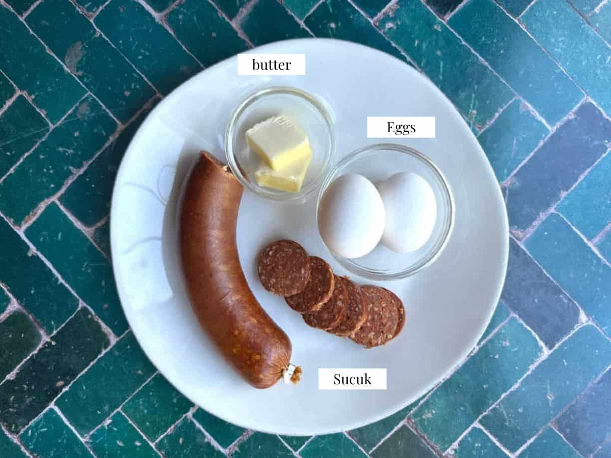 sucuk yumurta (Turkish sausage and eggs) ingredients