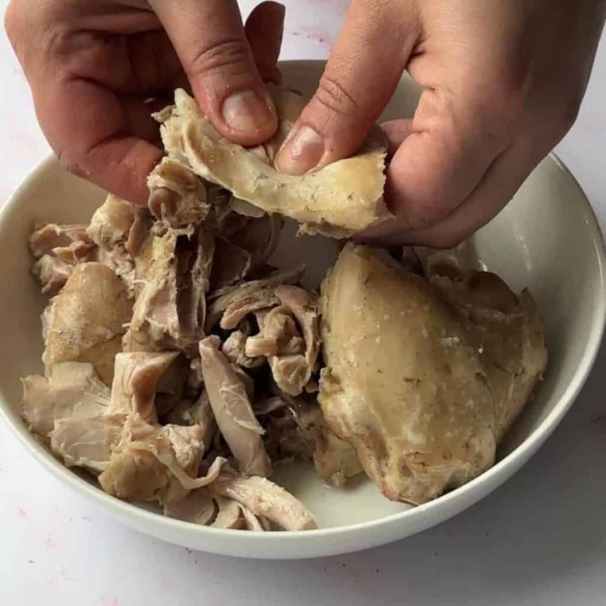 How to Make Molokhia shred chicken once cooled