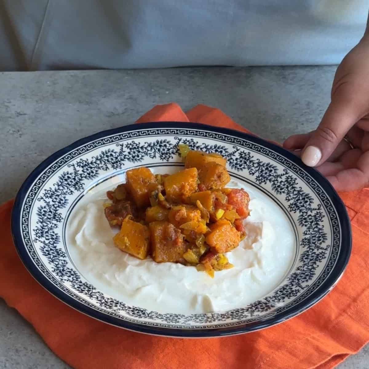 How to Make Borani Kadoo spread yogurt base and add borani on top