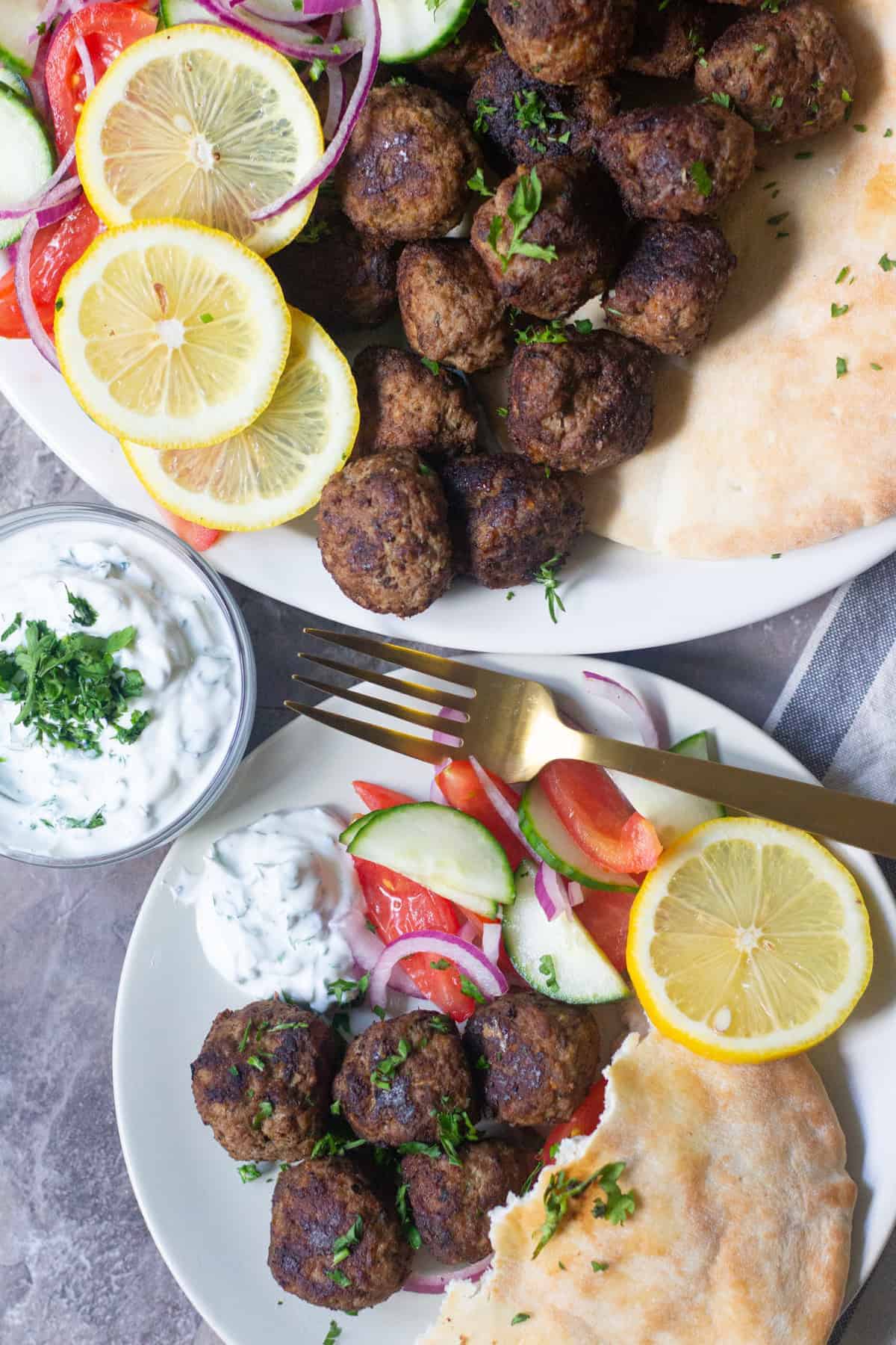 Keftedes are Greek meatballs that are juicy, delicious and easy to make. Serve them with some pita, salad and tzatziki for a complete Mediterranean meal!
