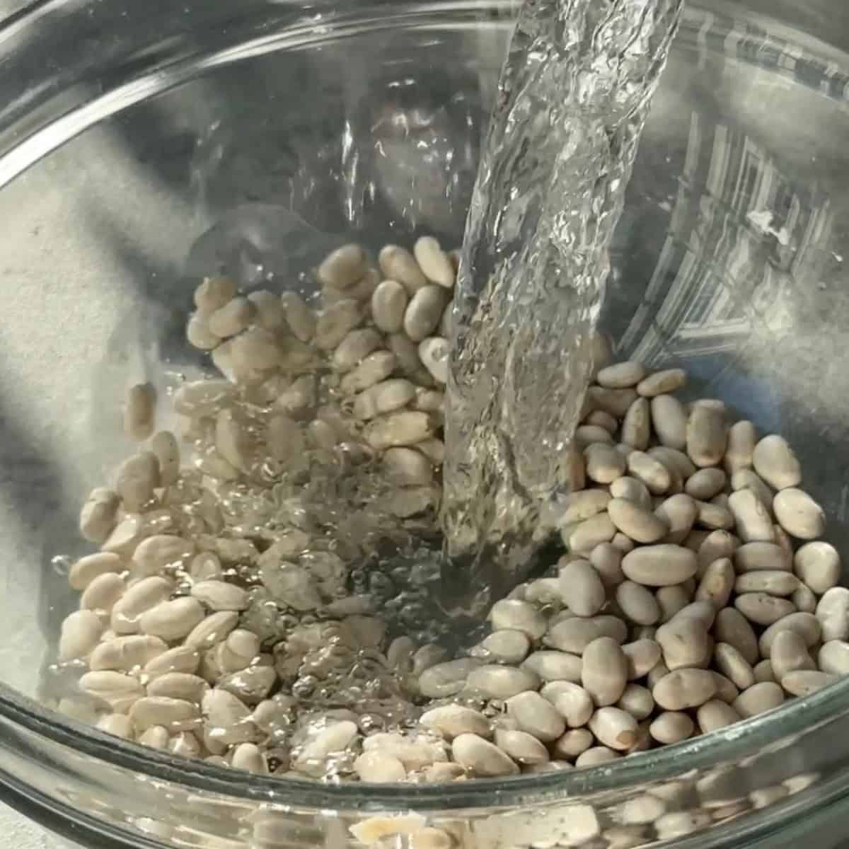 Kuru Fasulye White Bean Stew pour water over dried white beans