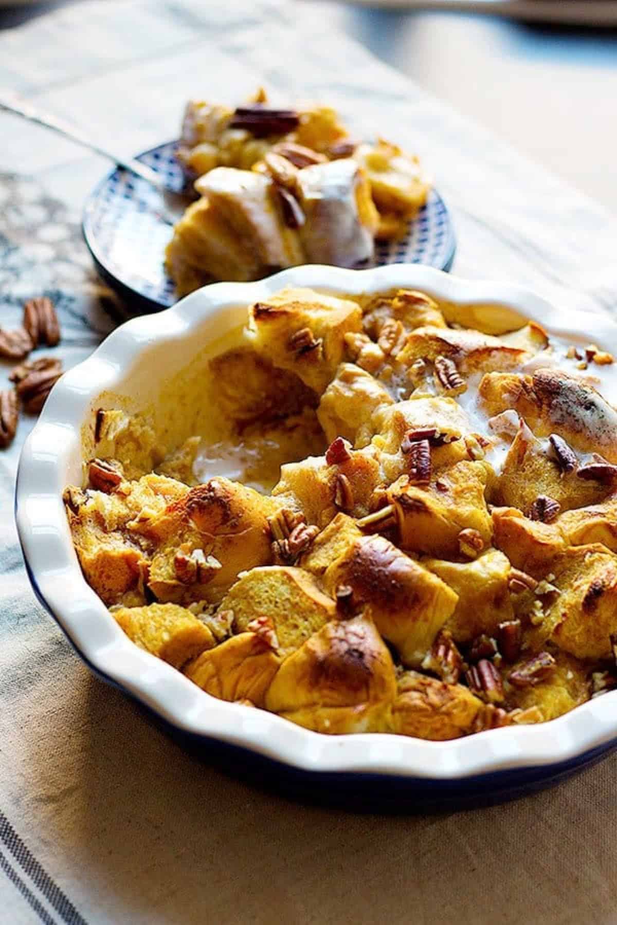 Pumpkin pecan bread pudding