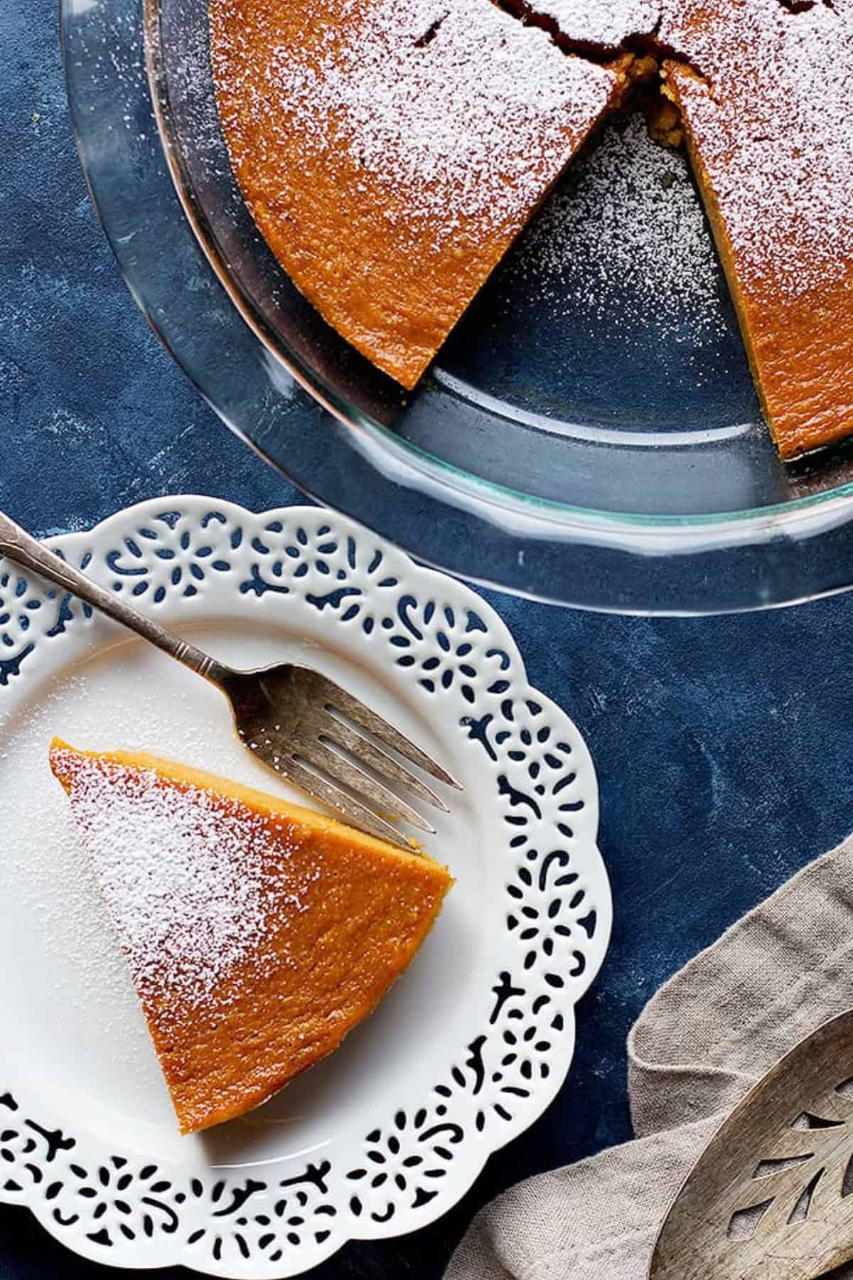 Crustless pumpkin pie is perfect for fall and Thanksgiving.