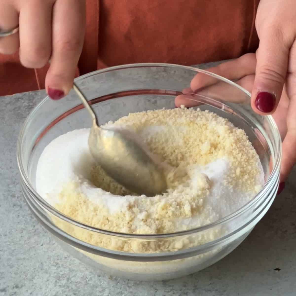 How to Make Amaretti Cookies mix dry ingredients together until well combined