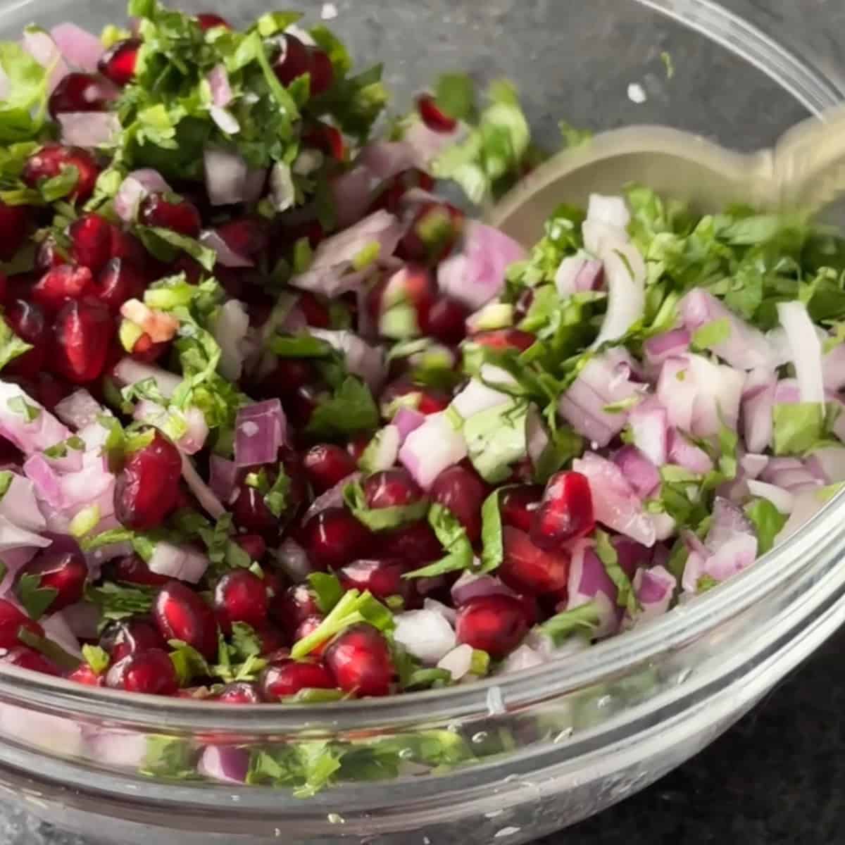 mix the pomegranate salsa until well combined