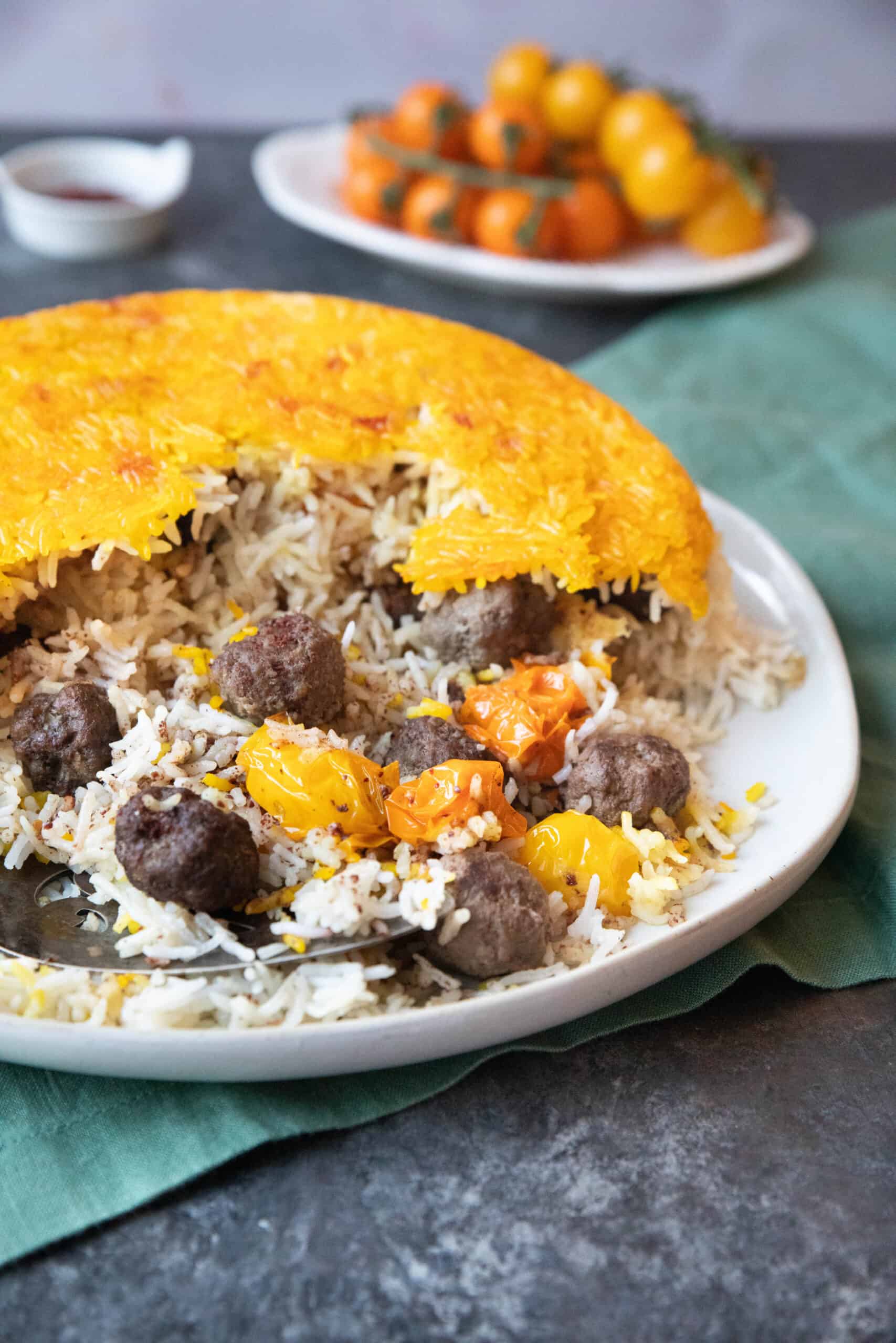 Sumac polo with golden tahdig,