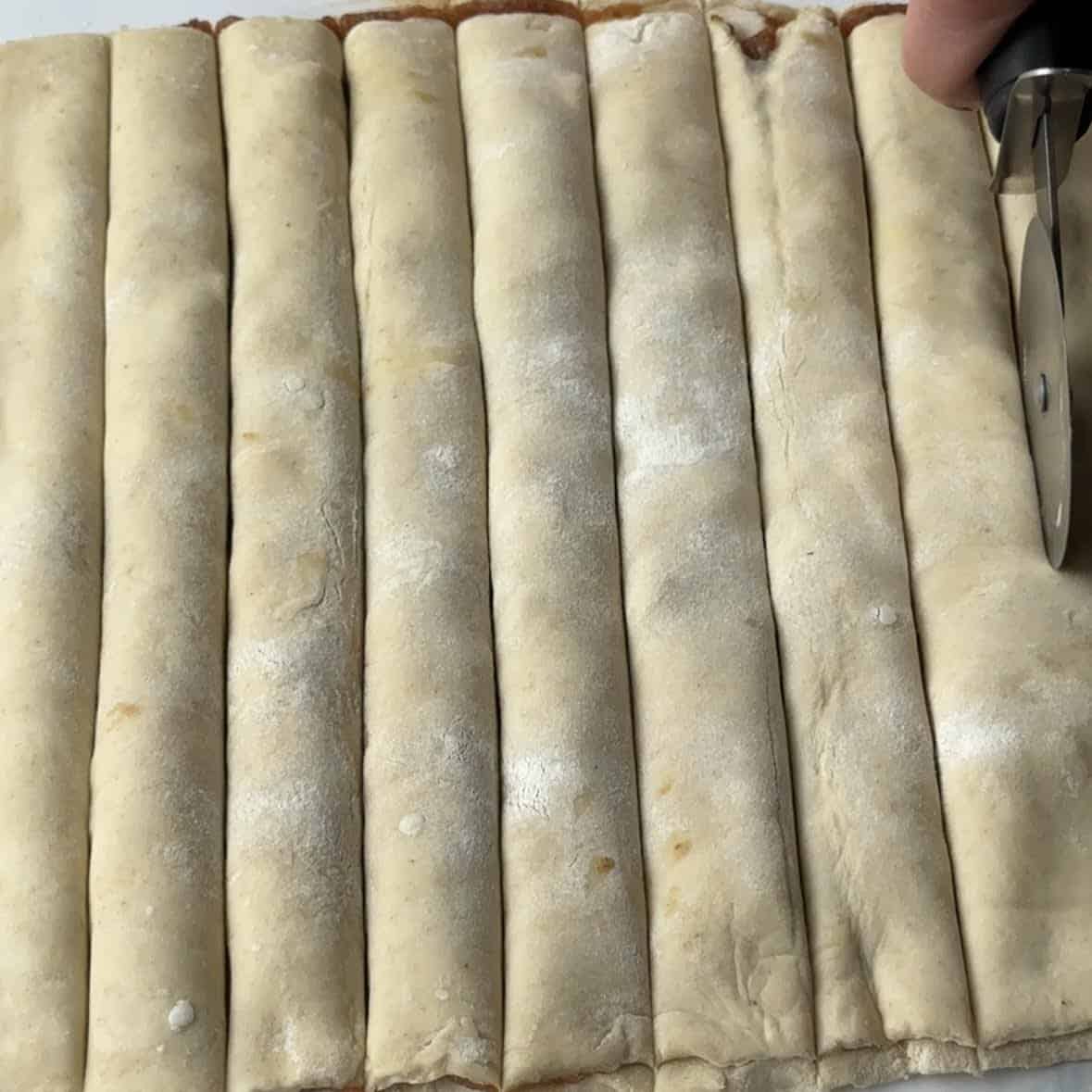 cut into 1/2 inch wide strips